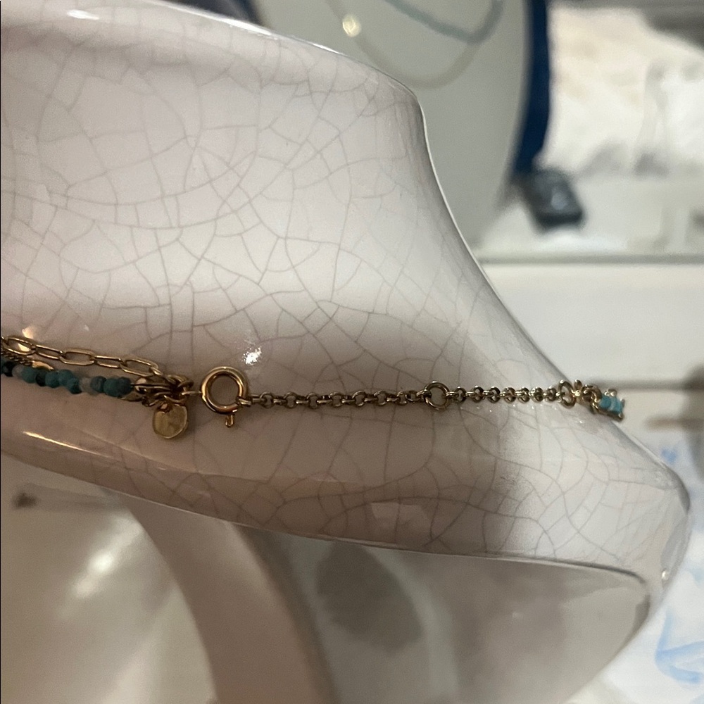 Elegant Gold and Turquoise Layered Necklace - Picture 3 of 4